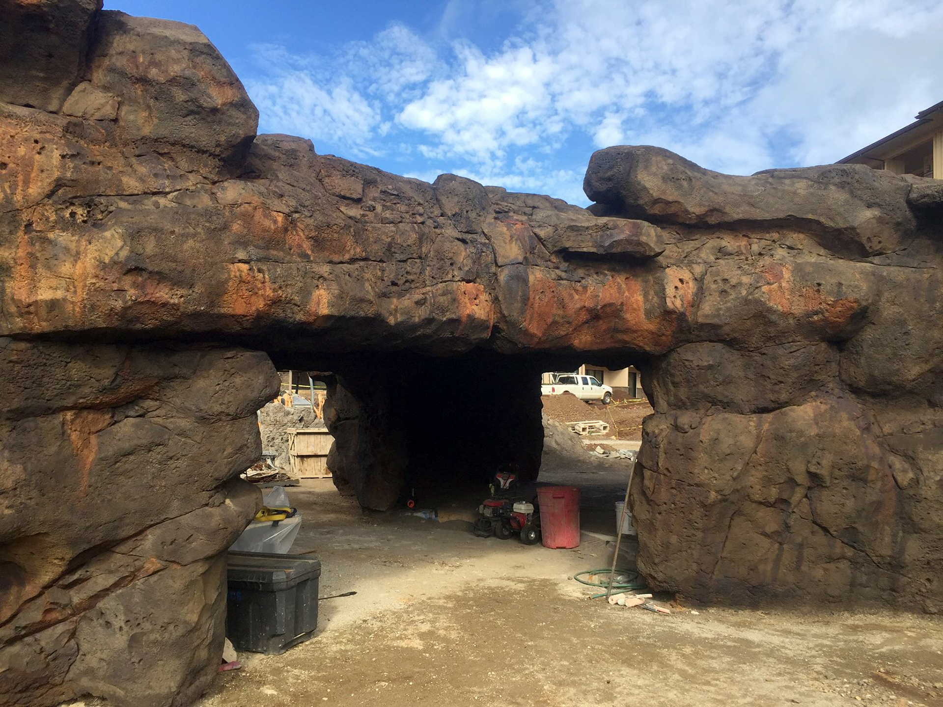 Concrete rock tunnel passageway