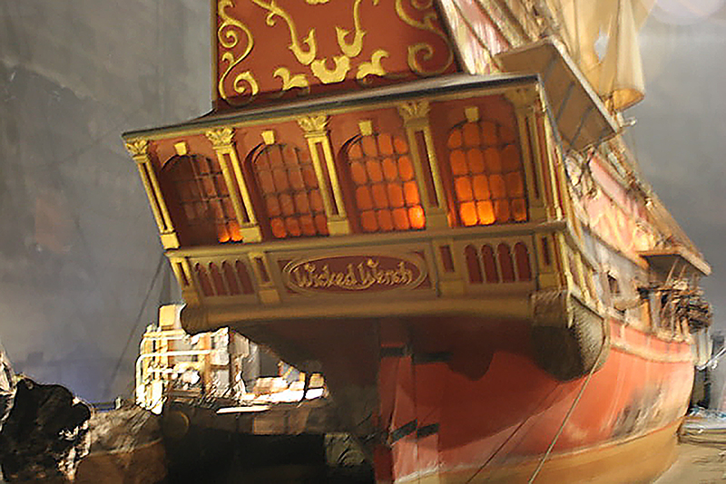 Full-scale pirate ship replica stern